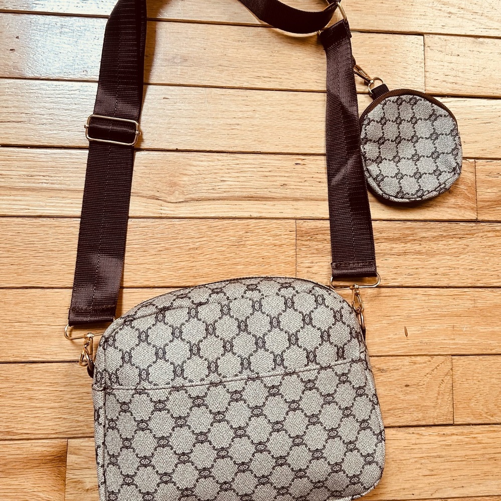 Designer Brown Patterned Crossbody Bag